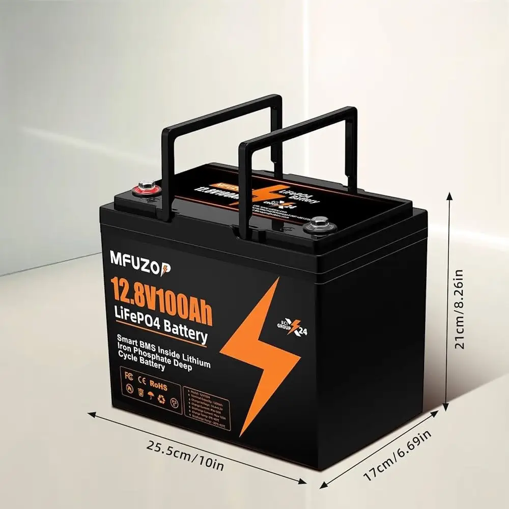 3.2 кВт + 2.56 кВт, Гібридний інвертор Anern, 24 В і Акумулятор MFUZOP 12 В 100 А — 2 шт., з BMS, комплект резервного живлення - Зображення 5