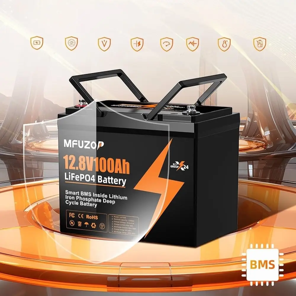 3.2 кВт + 2.56 кВт, Гібридний інвертор Anern, 24 В і Акумулятор MFUZOP 12 В 100 А — 2 шт., з BMS, комплект резервного живлення - Зображення 3