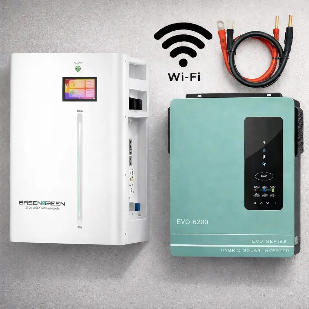 6.2 кВт + 5.12 кВт·год: гібридний інвертор Anern + акумулятор BasenGreen 100 А. LiFePO4 резервне живлення для дому та офісу - Зображення 4