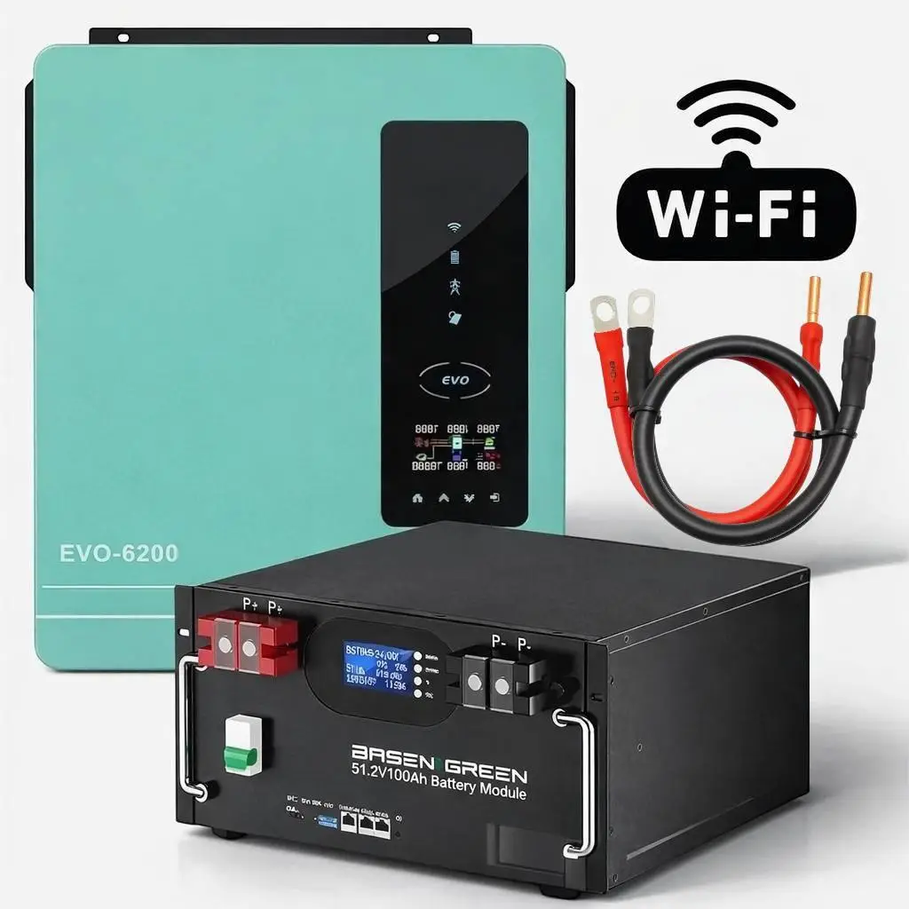 6.2 кВт + 5.12 кВт·год: гібридний інвертор Anern AN-SCI-EVO-6200 + акумулятор Basen Green LiFePO4 100Ah