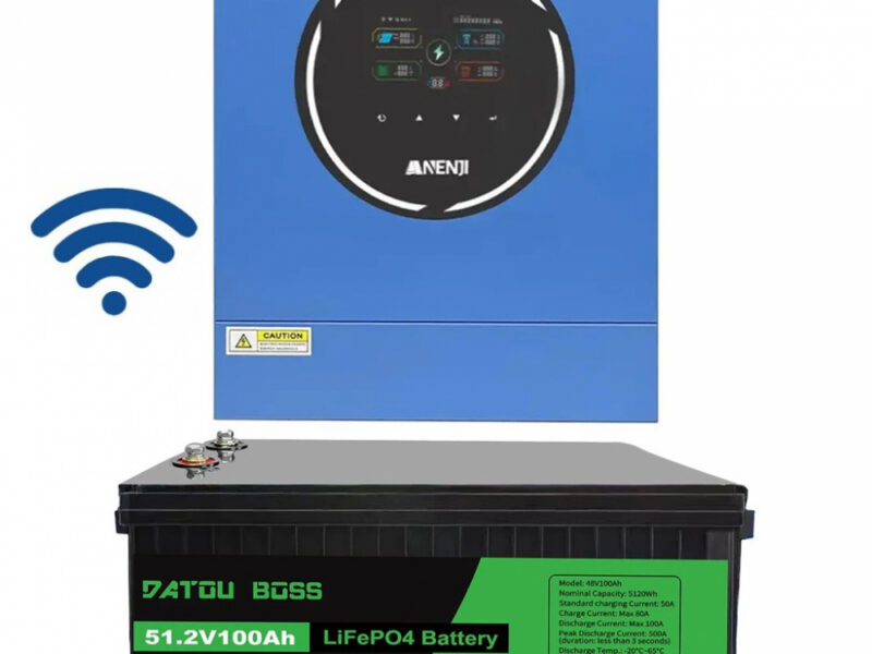 Комплект 5 кВт + 5.1 кВт*г інвертор Anenji з WiFi-модулем + акумулятор Datouboss LiFePO4 48V/100Ah для резервного живлення