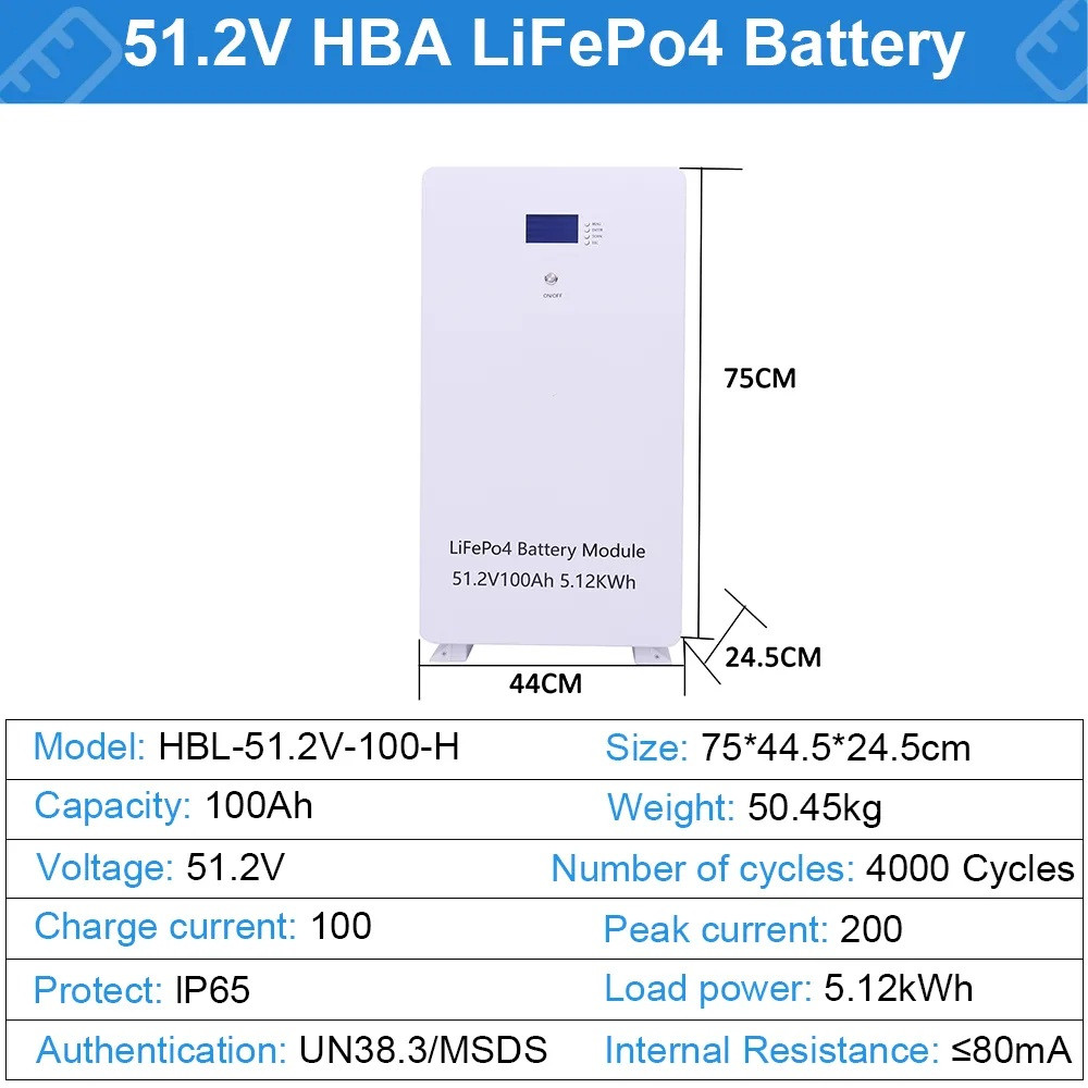 LiFePO4 48V/100Ah Акумулятор настінний Daxtromn 5.12 kW*h з BMS літій-залізо-фосфатний для ДБЖ - Зображення 4