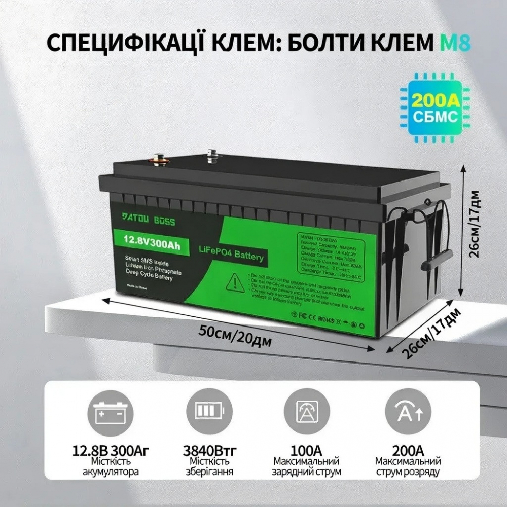 LiFePO4 48V/100AH Акумулятор Datouboss (5120W*h) для систем резервного живлення - Зображення 6