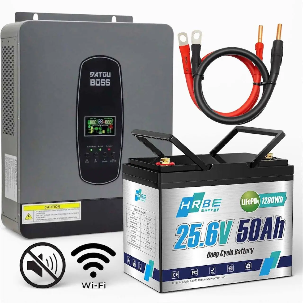 Комплект 3.0 кВт Гібридний інвертор DATOU BOSS + 1,2 кВт·год, HRBEENERGY, 24В., 50А., LiFePO4, BMS, резервне живлення