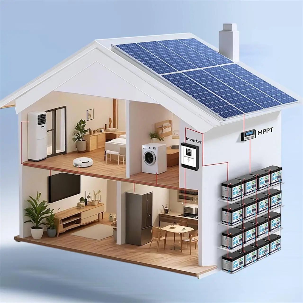 Комплект 3.0 кВт Гібридний інвертор DATOU BOSS + 1,2 кВт·год, HRBEENERGY, 24В., 50А., LiFePO4, BMS, резервне живлення - Зображення 8